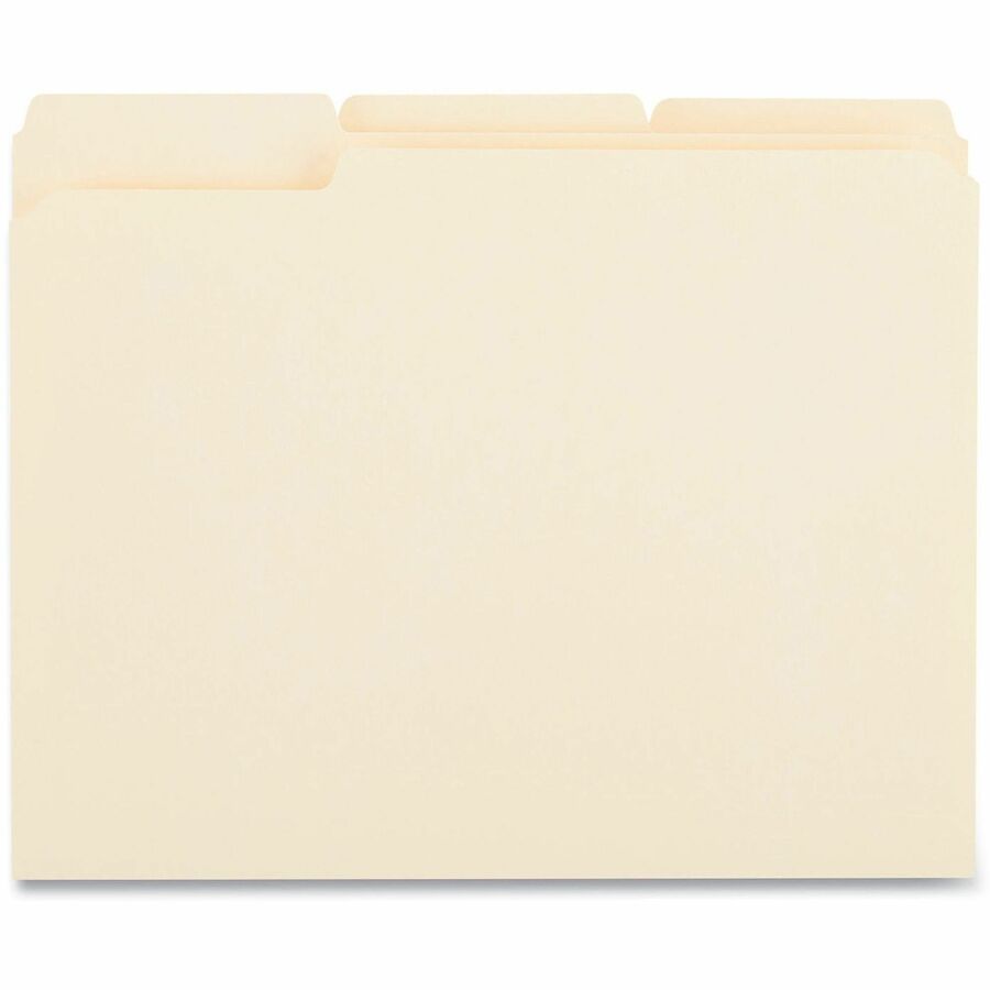 Universal 1/3 Tab Cut Letter Top Tab File Folders, 8.5" x 11", 3/4" Expansion, Assorted Tab Position, 11 pt. Manila, Box of 50