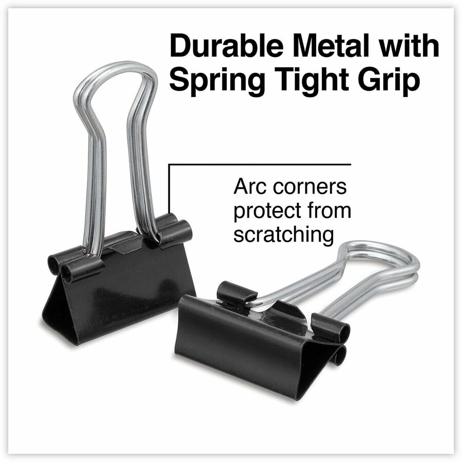 Small - 0.7" Width - 0.38" Size Capacity - Black, Silver - Metal, Steel Wire - 36 / Box