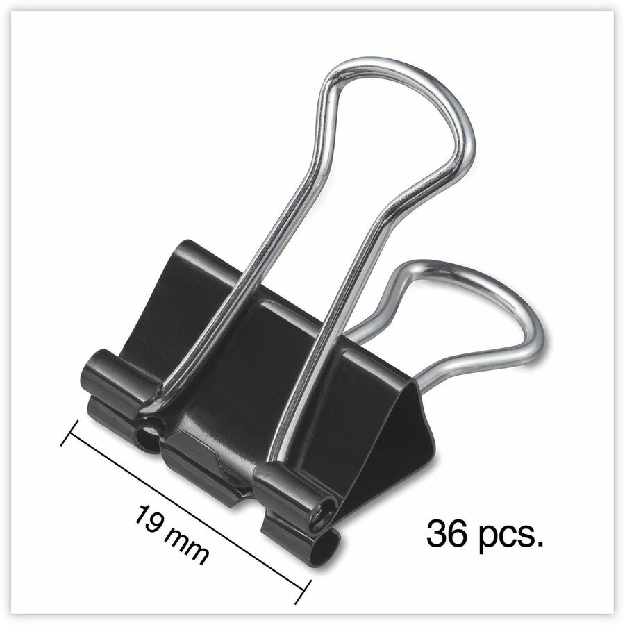 Small - 0.7" Width - 0.38" Size Capacity - Black, Silver - Metal, Steel Wire - 36 / Box