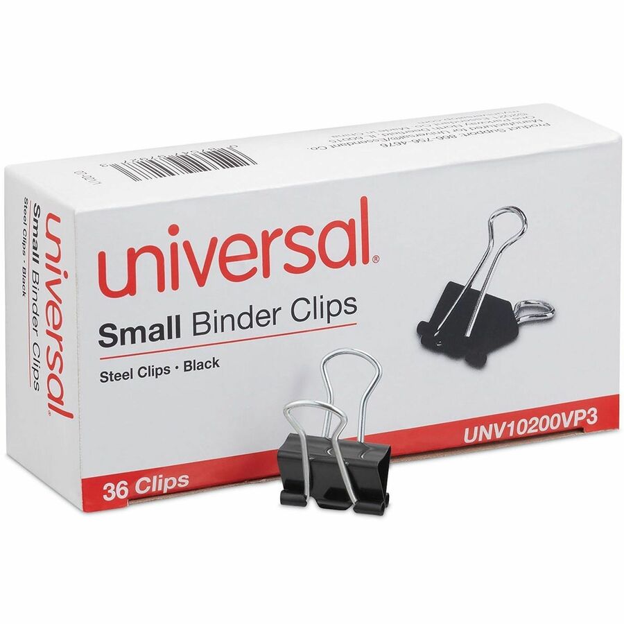 Small - 0.7" Width - 0.38" Size Capacity - Black, Silver - Metal, Steel Wire - 36 / Box