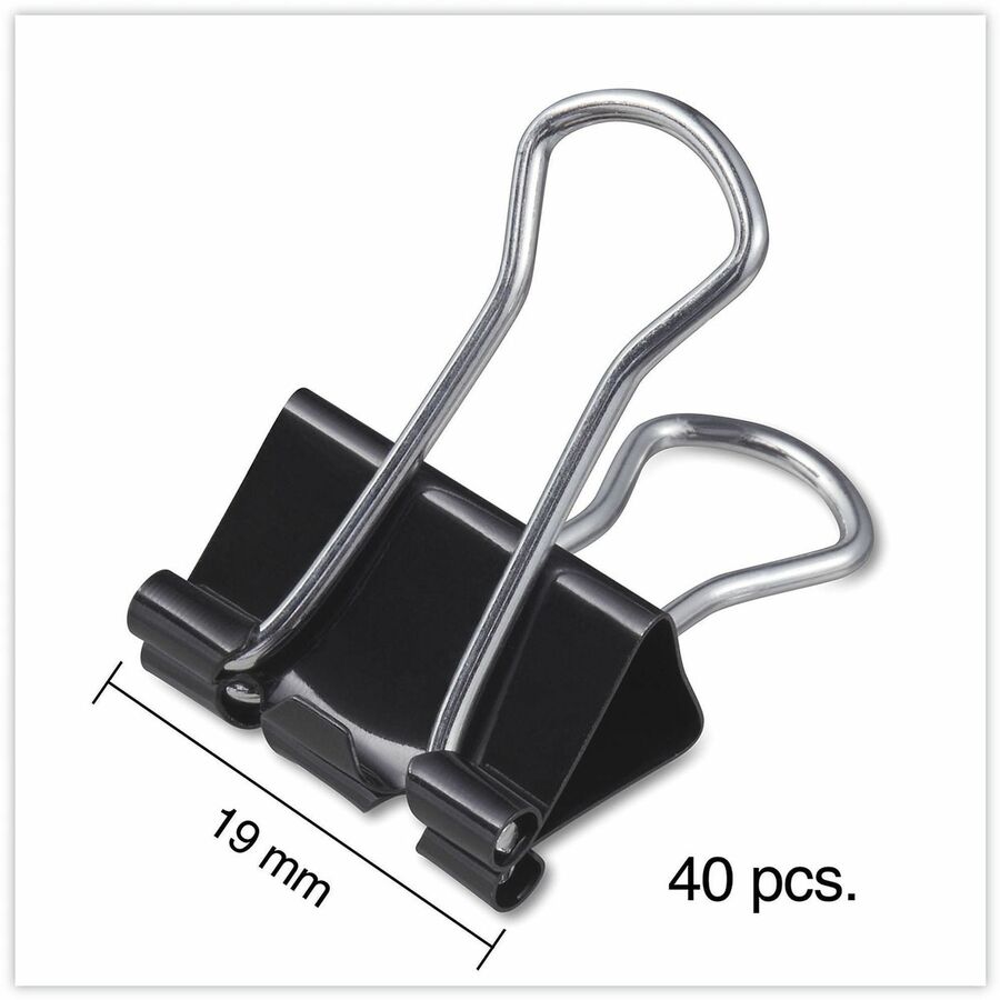 Small - 0.7" Width - 0.38" Size Capacity - Black, Silver - Metal, Steel Wire - 40 / Pack