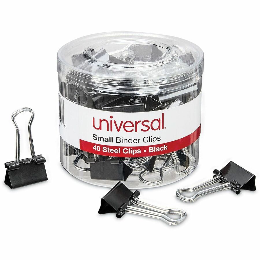 Small - 0.7" Width - 0.38" Size Capacity - Black, Silver - Metal, Steel Wire - 40 / Pack