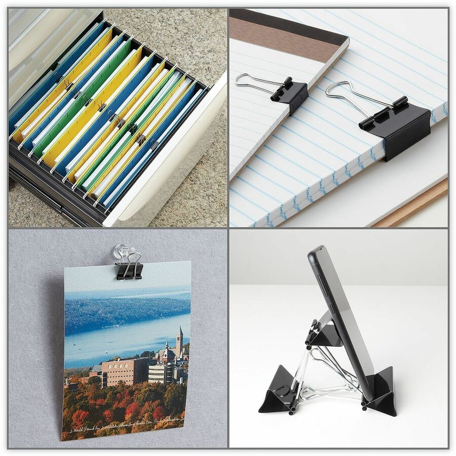 Small - 0.7" Width - 0.38" Size Capacity - Black, Silver - Metal, Steel Wire - 40 / Pack