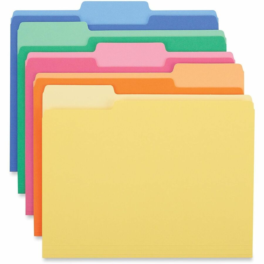 Universal 1/3 Tab Cut Letter Top Tab File Folders, 8.5" x 11", 3/4" Expansion, Assorted Tab Positions, 14 pt. Stock, Multicolor, 50/Box