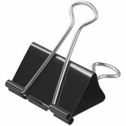 Large - 2" Width - 1" Size Capacity - Black, Silver - Metal, Steel Wire - 12 / Pack