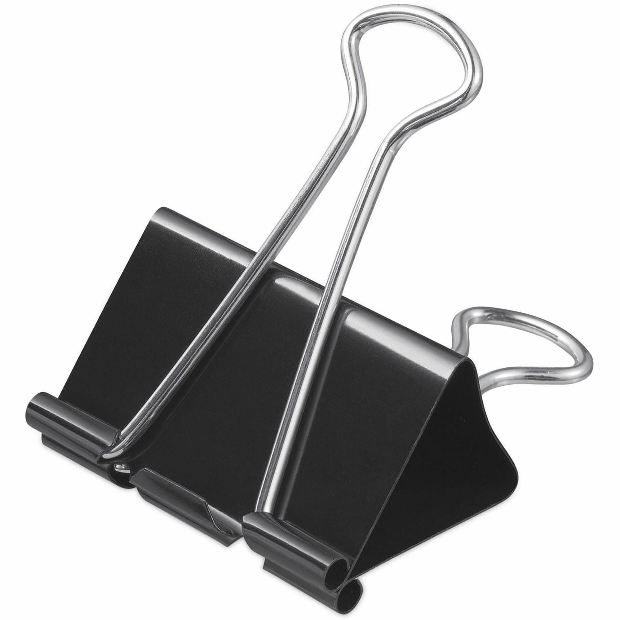 Large - 2" Width - 1" Size Capacity - Black, Silver - Metal, Steel Wire - 12 / Pack