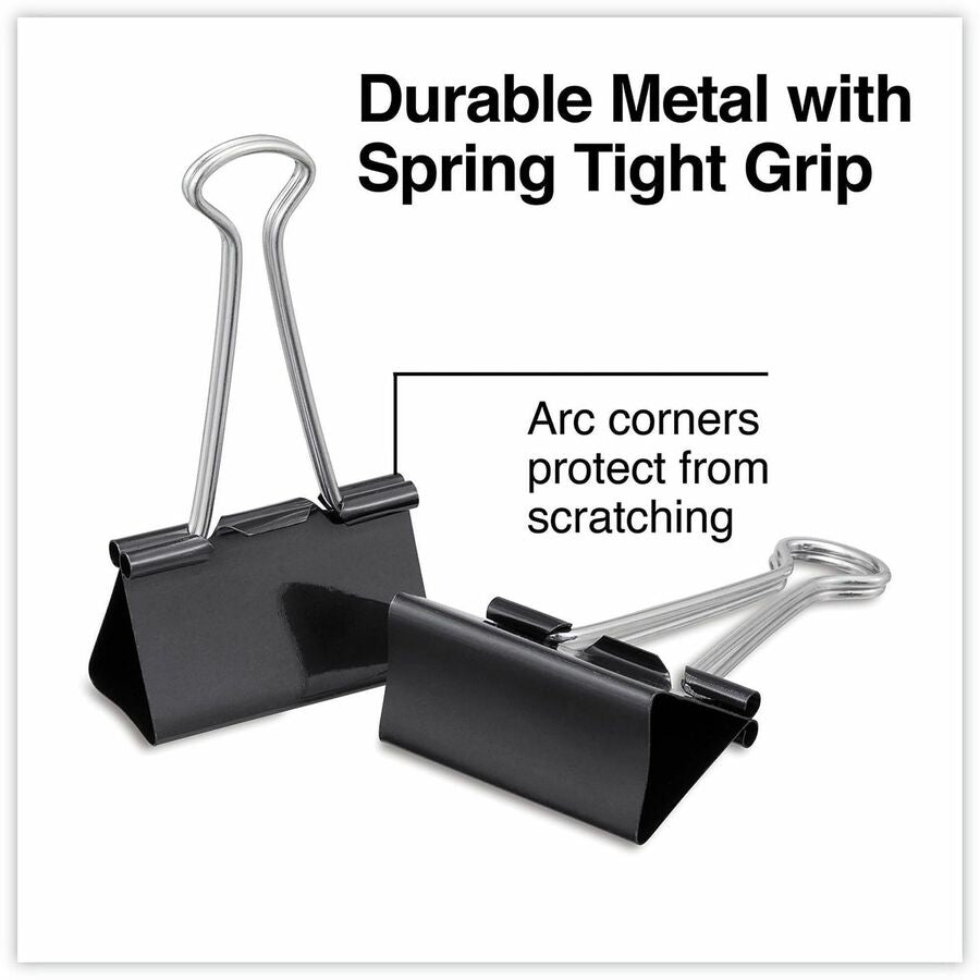 Large - 2" Width - 1" Size Capacity - Black, Silver - Metal, Steel Wire - 12 / Pack