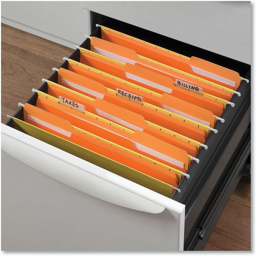 Universal 1/3 Tab Cut Letter Top Tab File Folders, 8.5" x 11", Assorted Tab Positions, 11 pt. Stock, Orange, Box of 100
