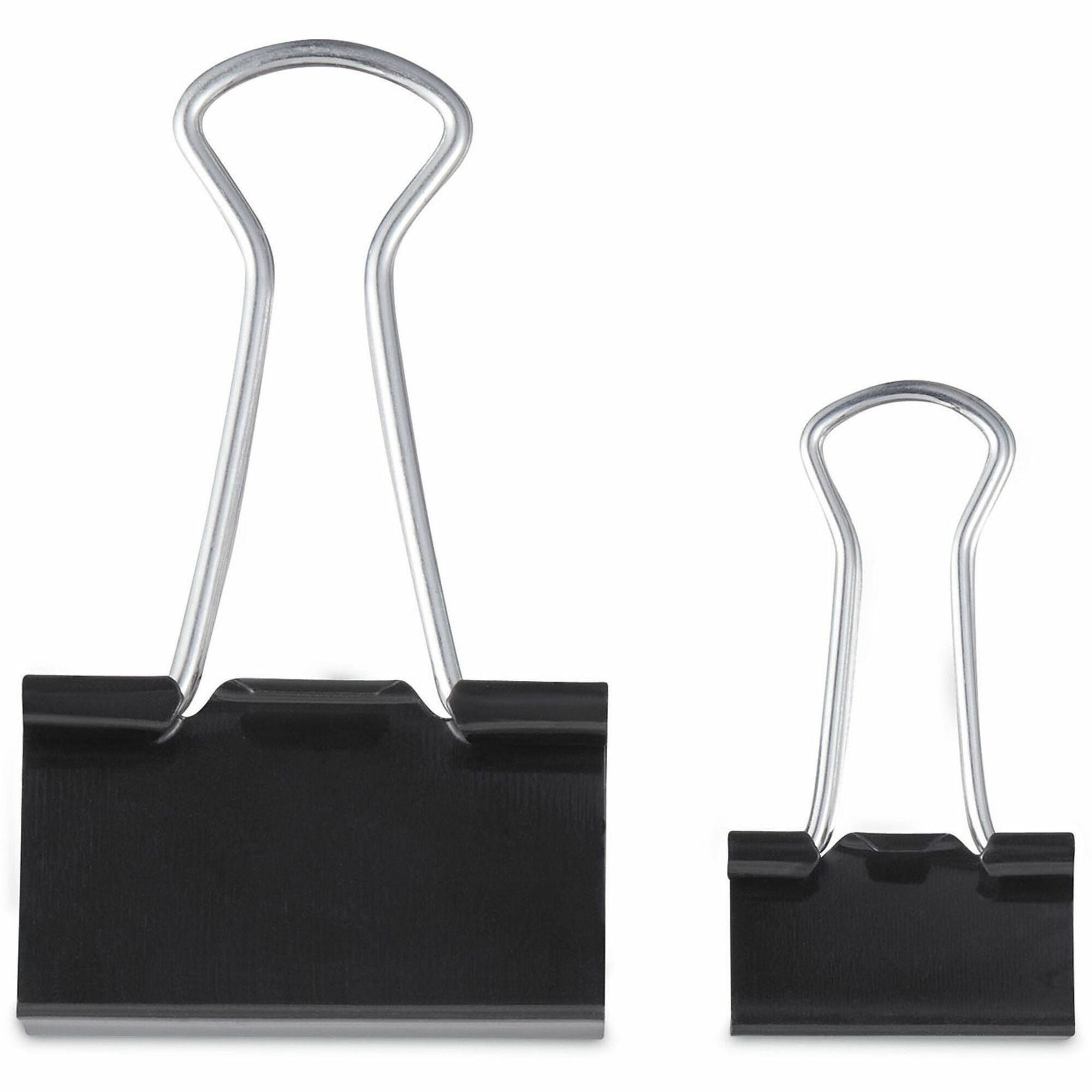 Universal Binder Clips, Assorted Sizes (0.38", 0.63"), Black/Silver, Metal/Steel Wire, 60 Pack