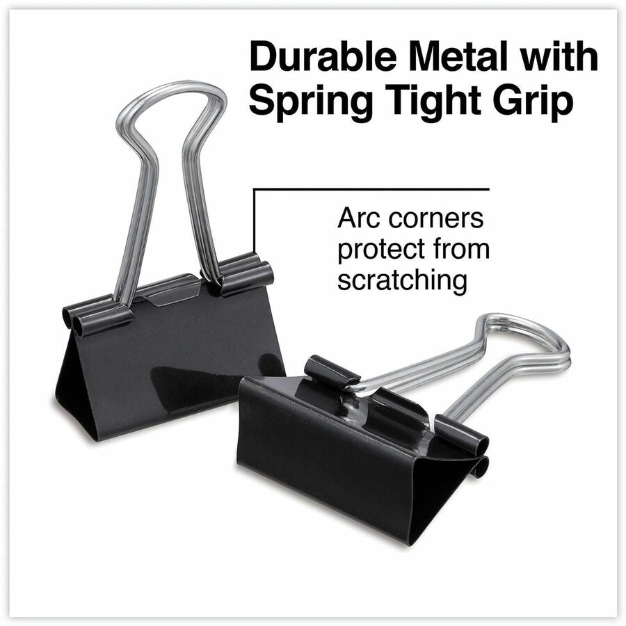 Universal Binder Clips, Assorted Sizes (0.38", 0.63"), Black/Silver, Metal/Steel Wire, 60 Pack