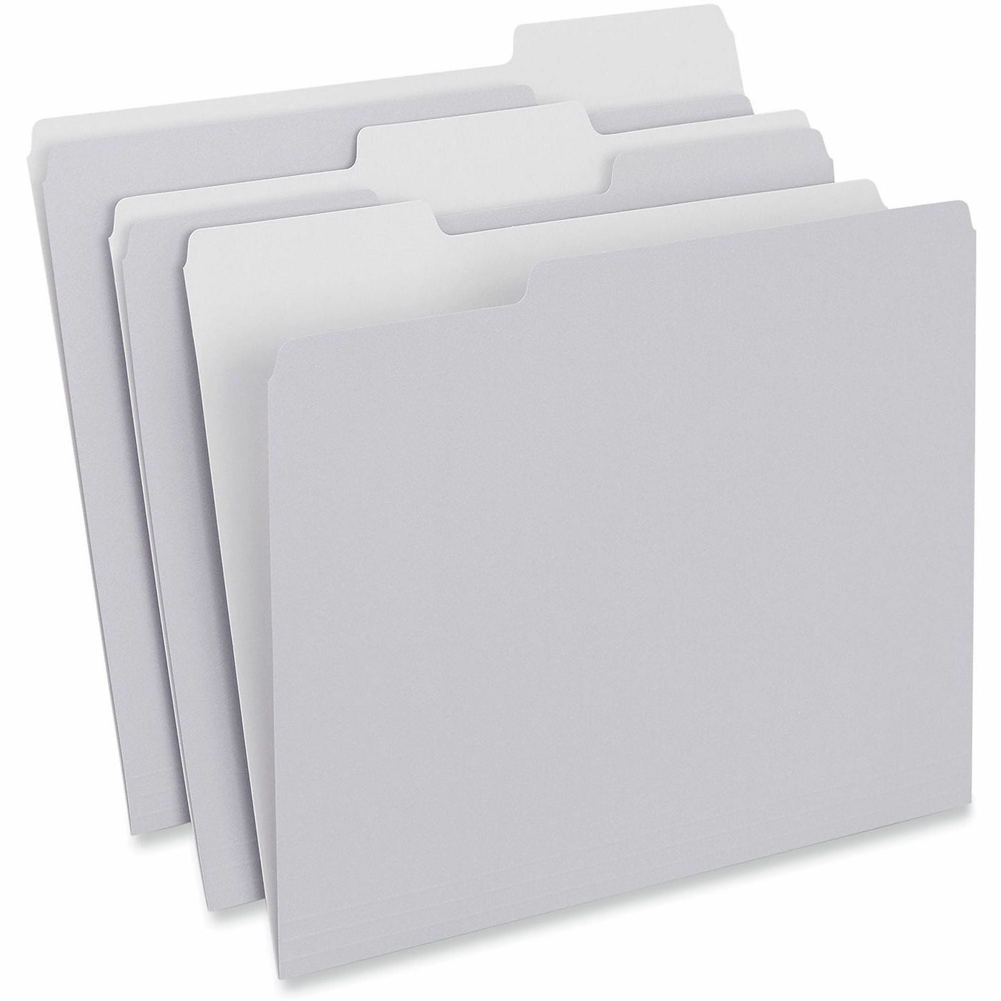 Universal 1/3 Tab Cut Letter Top Tab File Folders, 8.5" x 11", 3/4" Expansion, Assorted Tab Positions, 11 pt. Paper Stock, Gray, 100/Box