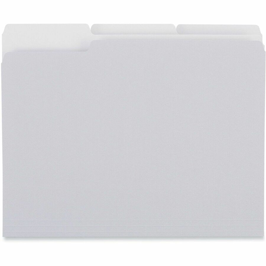 Universal 1/3 Tab Cut Letter Top Tab File Folders, 8.5" x 11", 3/4" Expansion, Assorted Tab Positions, 11 pt. Paper Stock, Gray, 100/Box