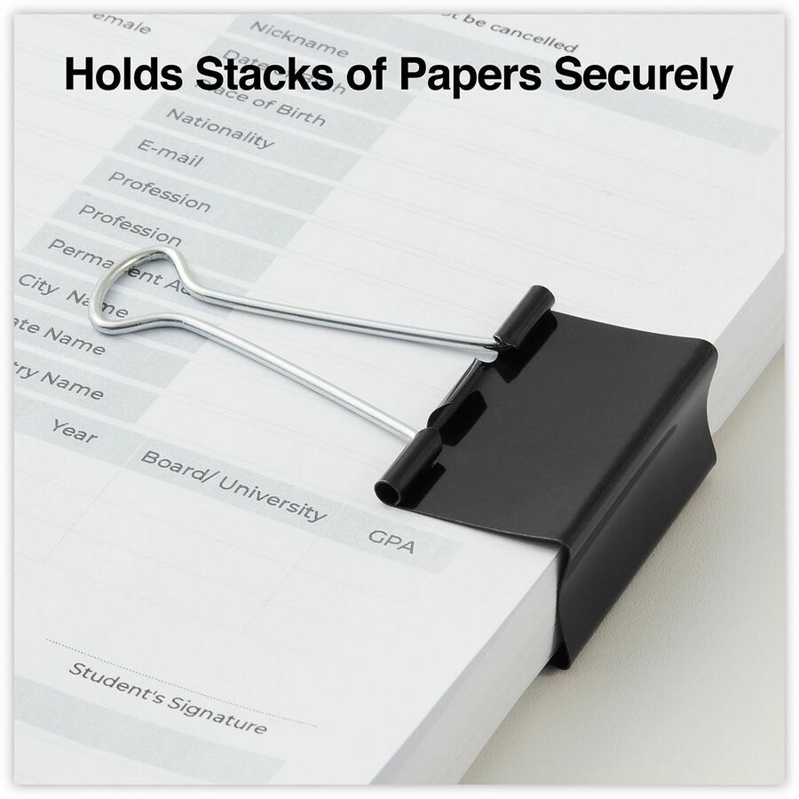 Large - 2" Width - 1" Size Capacity - Black, Silver - Metal, Steel Wire - 36 / Pack