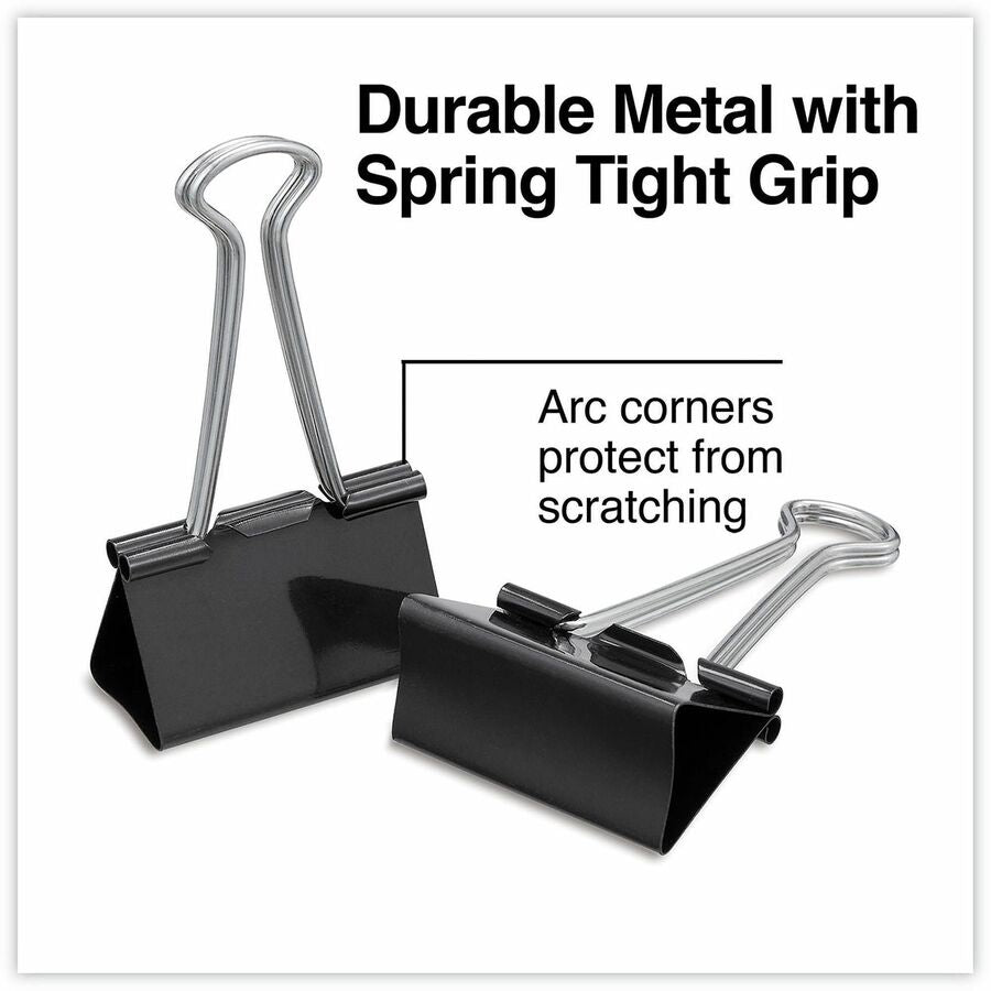 Large - 2" Width - 1" Size Capacity - Black, Silver - Metal, Steel Wire - 36 / Pack