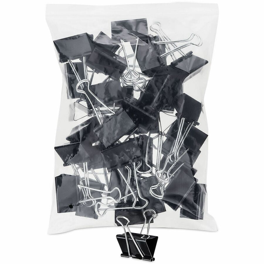 Large - 2" Width - 1" Size Capacity - Black, Silver - Metal, Steel Wire - 36 / Pack
