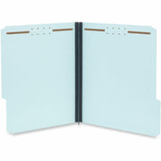 Universal 1/3 Tab Cut Letter Classification Folder, 8.5" x 11", 2" Expansion, 2 Fasteners, Top Tab, Assorted Positions, Light Blue, 25/Box
