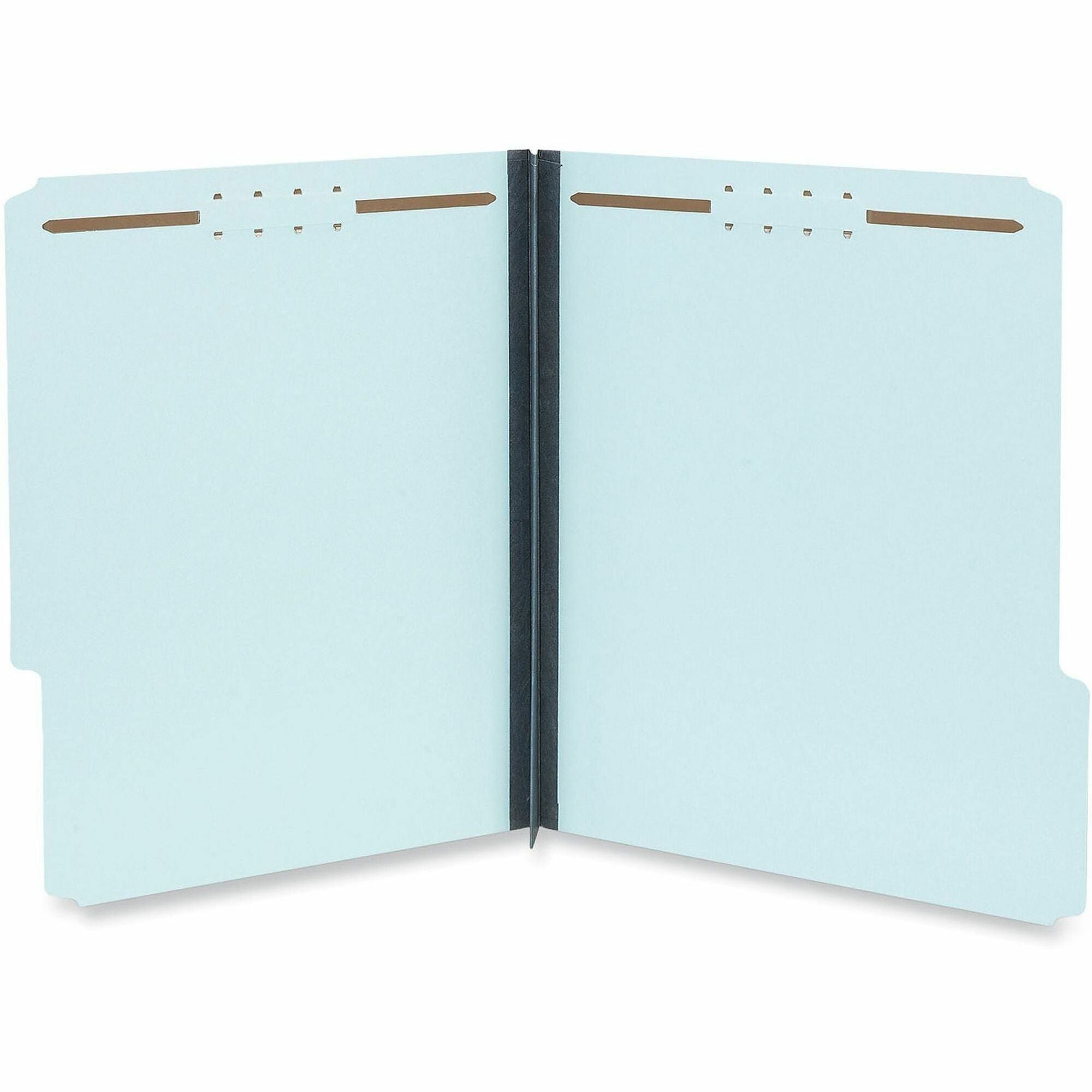 Universal 1/3 Tab Cut Letter Classification Folder, 8.5" x 11", 2" Expansion, 2 Fasteners, Top Tab, Assorted Positions, Light Blue, 25/Box