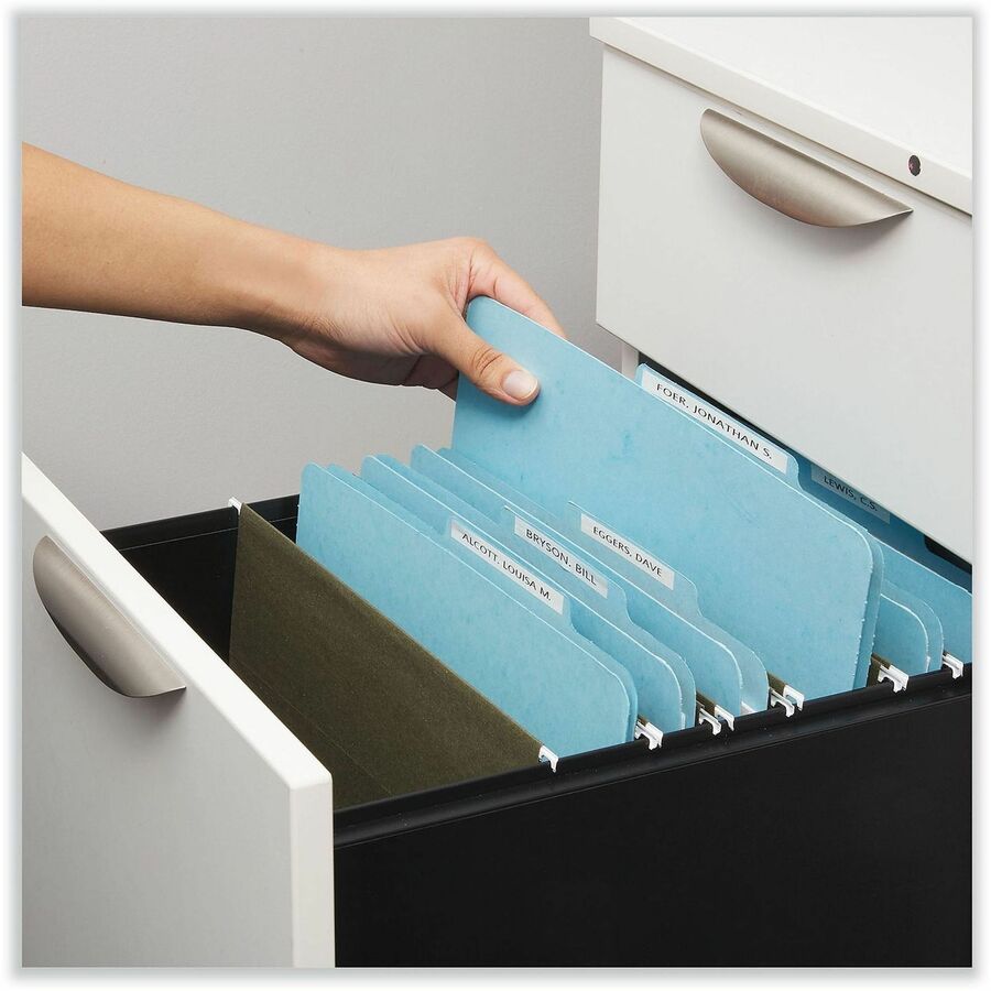Universal 1/3 Tab Cut Letter Classification Folder, 8.5" x 11", 2" Expansion, 2 Fasteners, Top Tab, Assorted Positions, Light Blue, 25/Box