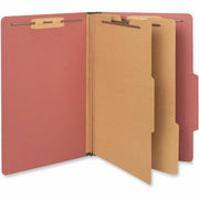 Universal 2/5 Tab Cut Legal Classification Folder, Legal Size, 2 1/2" Expansion, 6 Fasteners, 2 Dividers, Brick Red, 20/Box