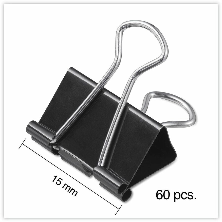 Mini - 0.6" Width - 0.25" Size Capacity - Black, Silver - Metal, Steel Wire - 60 / Pack