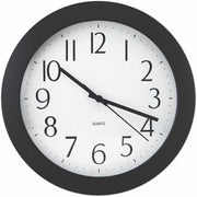 Universal Wall Clock, Analog, Quartz Movement, Black Case, Modern Style, 12" Round, 1 Clock