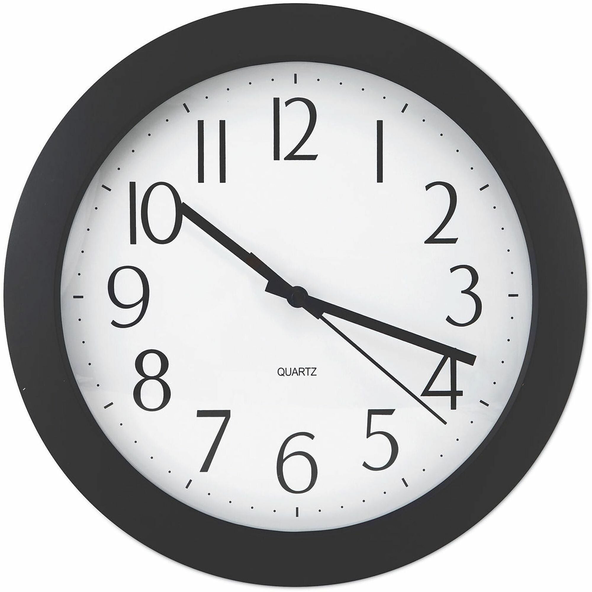 Universal Wall Clock, Analog, Quartz Movement, Black Case, Modern Style, 12" Round, 1 Clock