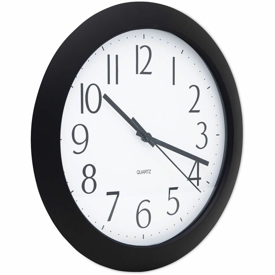Universal Wall Clock, Analog, Quartz Movement, Black Case, Modern Style, 12" Round, 1 Clock