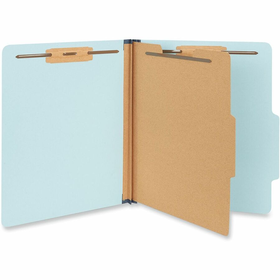 Universal 2/5 Tab Cut Letter Classification Folder, 8.5" x 11", 1 Divider, 4 Fasteners, 1-3/4" Expansion, Light Blue, 20/Box