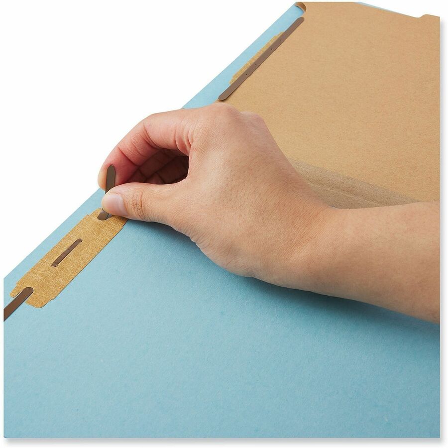 Universal 1/3 Tab Cut Letter Classification Folder, Light Blue, 8 1/2" x 11", 1" Expansion, 2 Fasteners, 2" Capacity, Top Tab, Assorted Positions, 25/Box