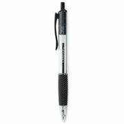 Universal Comfort Grip Ballpoint Pen, 1 mm Medium Conical Point, Retractable, Black Ink, Clear/Black Barrel, 48 Pack