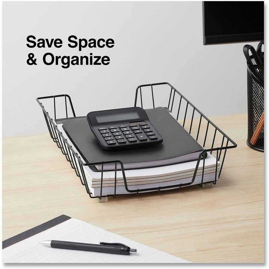 1 Compartment(s) - 3" Height x 10" Width x 14.13" Depth - Black - Steel Wire - 1 Each