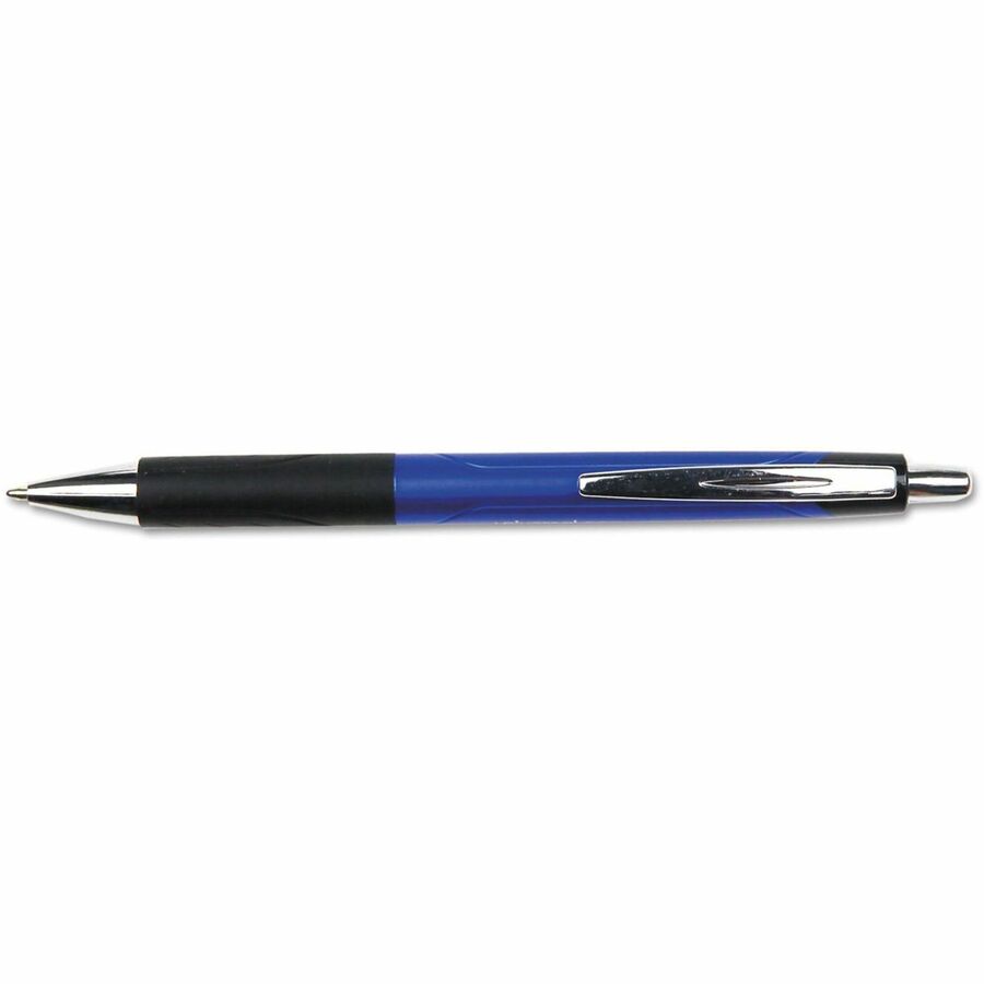 Universal Comfort Grip Ballpoint Pen, 1 mm Medium Conical, Retractable, Blue Ink, Blue/Black Barrel, 1 Dozen