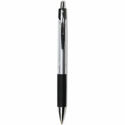 Universal Comfort Grip Ballpoint Pen, 1 mm Medium Conical, Retractable, Black Ink, Silver/Black Barrel, 1 Dozen