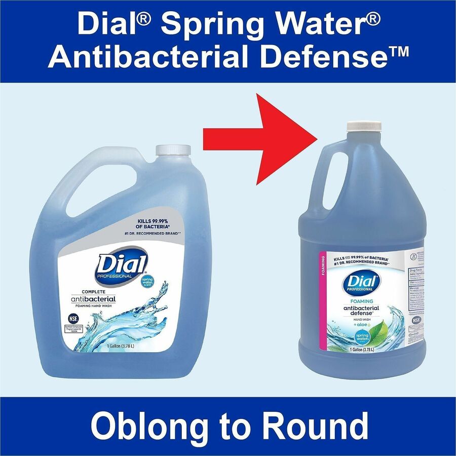 Dial Antibacterial Defense Foaming Handwash - Spring Water, Fresh Scent - 1 gal - Pump Dispenser - Bacteria Remover - Hand, Skin - Antibacterial - Blue - Cruelty-free, Sulfate-free, Paraben-free, Phthalate-free, Silicone-free, pH Balanced - 1 Each