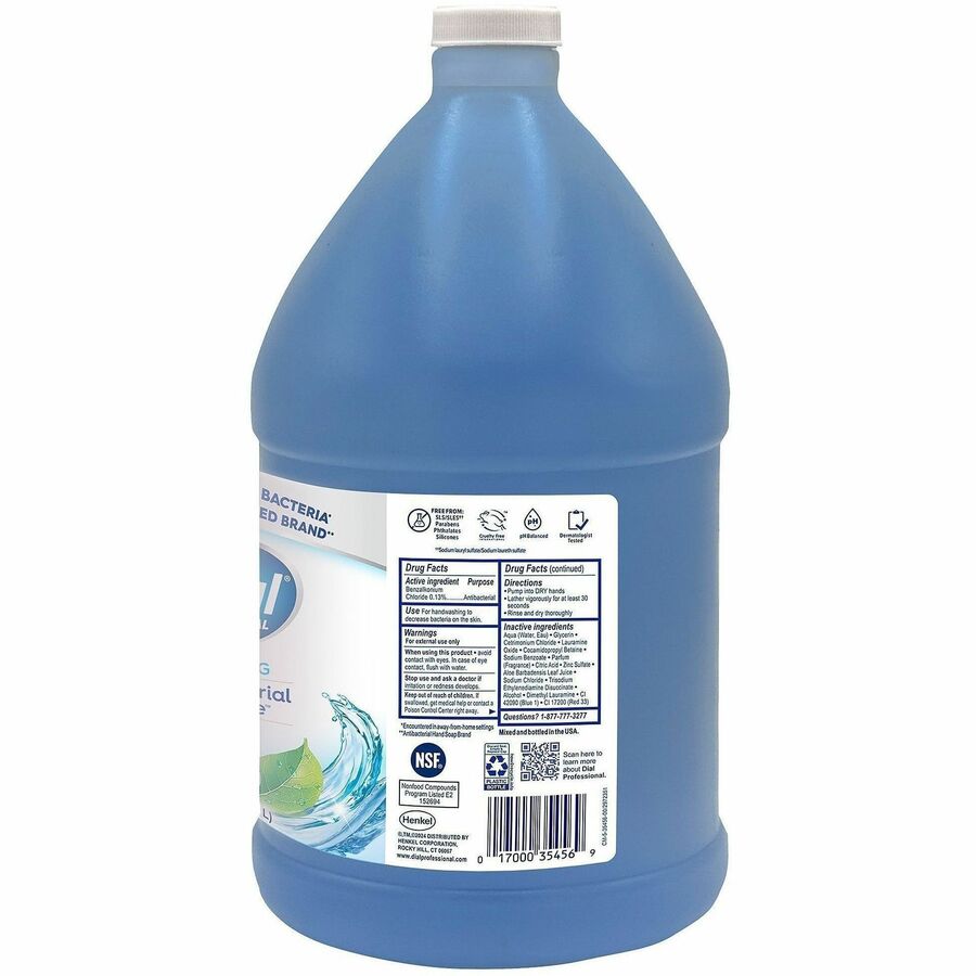 Dial Antibacterial Defense Foaming Handwash - Spring Water, Fresh Scent - 1 gal - Pump Dispenser - Bacteria Remover - Hand, Skin - Antibacterial - Blue - Cruelty-free, Sulfate-free, Paraben-free, Phthalate-free, Silicone-free, pH Balanced - 1 Each