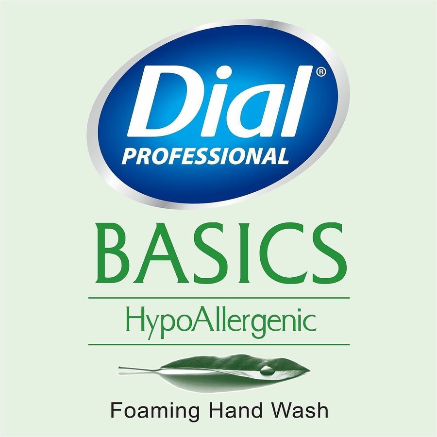Dial Basics HypoAllergenic Foam Hand Soap - Aloe Scent - 1 gal - Bacteria Remover - Skin, Hand, Commercial, Healthcare, School, Office, Restaurant, Daycare - Green - Cruelty-free, Sulfate-free, Paraben-free, Phthalate-free, Silicone-free - 1 Each