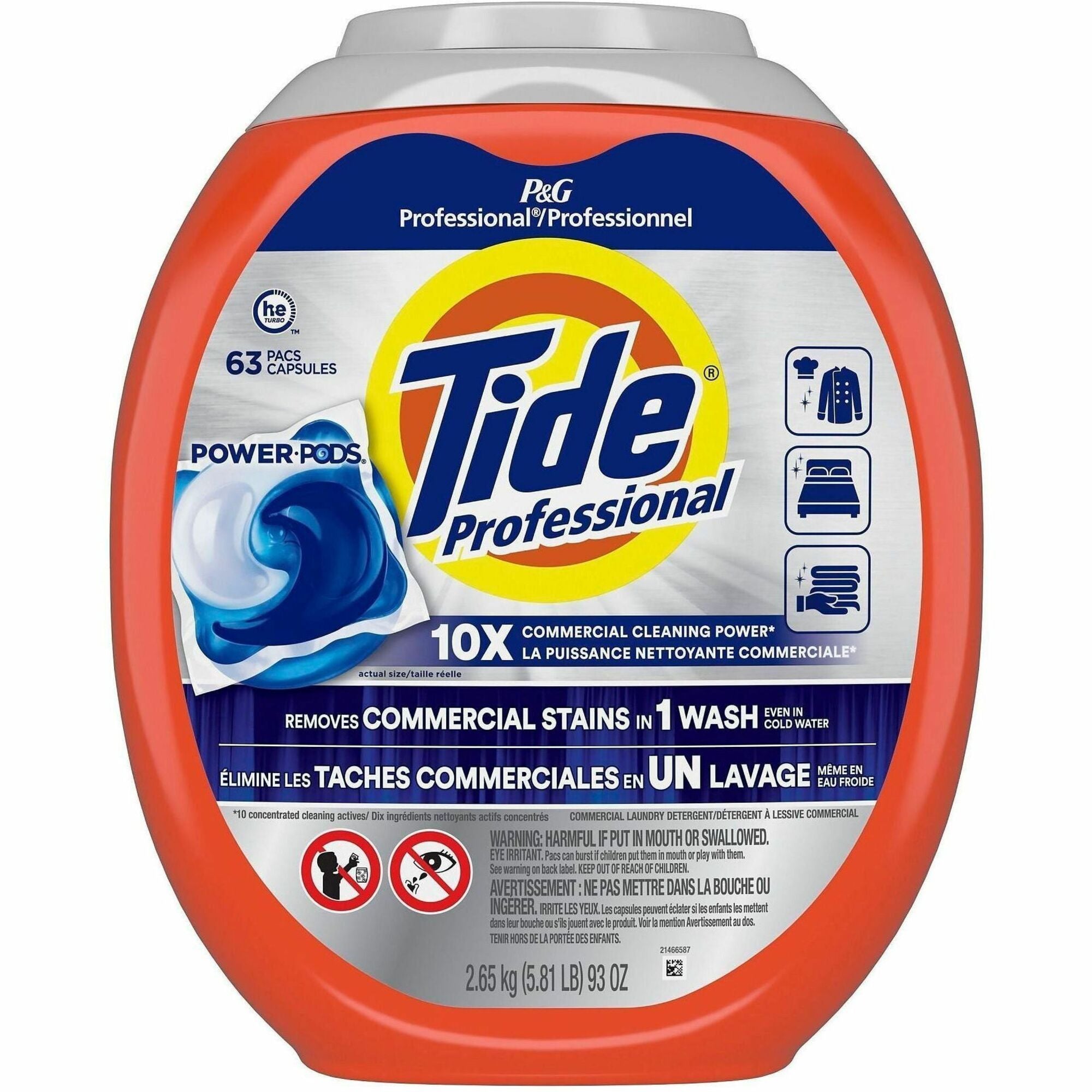 Tide Power-Pods Laundry Detergent, Concentrated Pods, Orange, PVC Free, Phthalate-free, Triclosan-free, 63 Pods per Pack