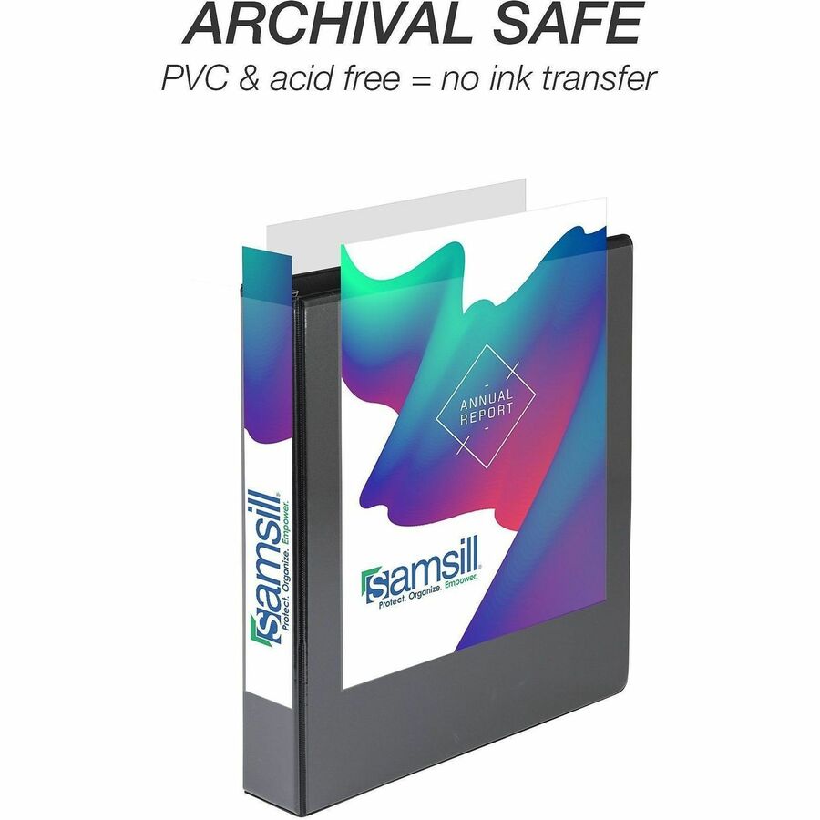 Samsill Ring Binder - 1.50" Ring(s) - Fastener(s): D-Ring - Black - Durable, Clear Overlay - 4 / Pack