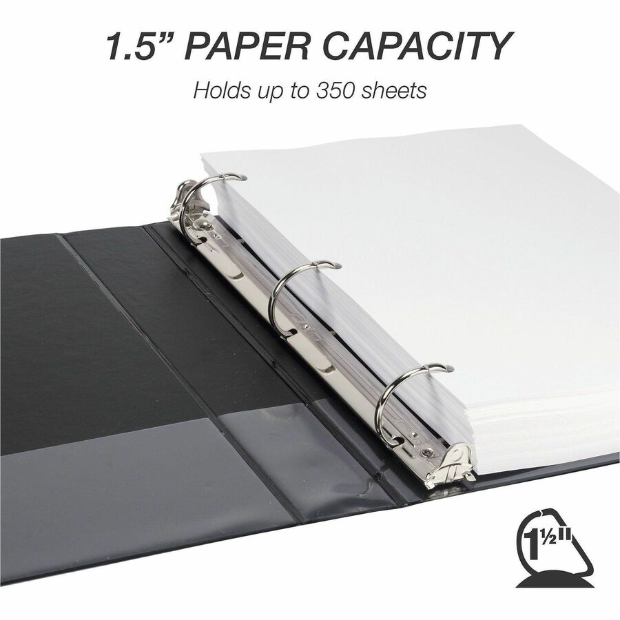 Samsill Ring Binder - 1.50" Ring(s) - Fastener(s): D-Ring - Black - Durable, Clear Overlay - 4 / Pack