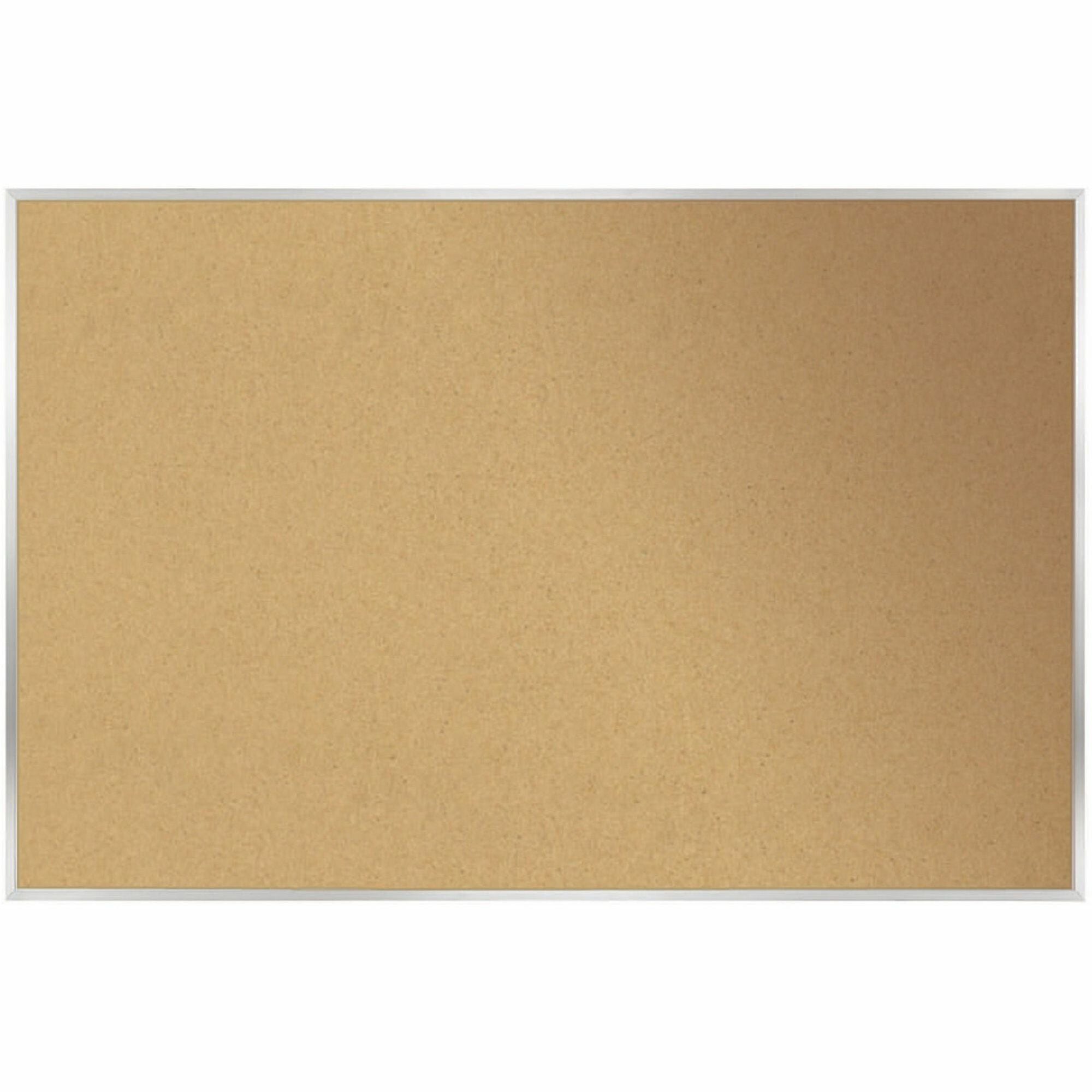 Ghent Traditional Natural Cork Bulletin Board - 48.46" Board Height x 87.90" Board Width x 0.56" Board Depth - Natural Natural Cork, Fiberboard Surface - Satin Aluminum Frame - 1 Each