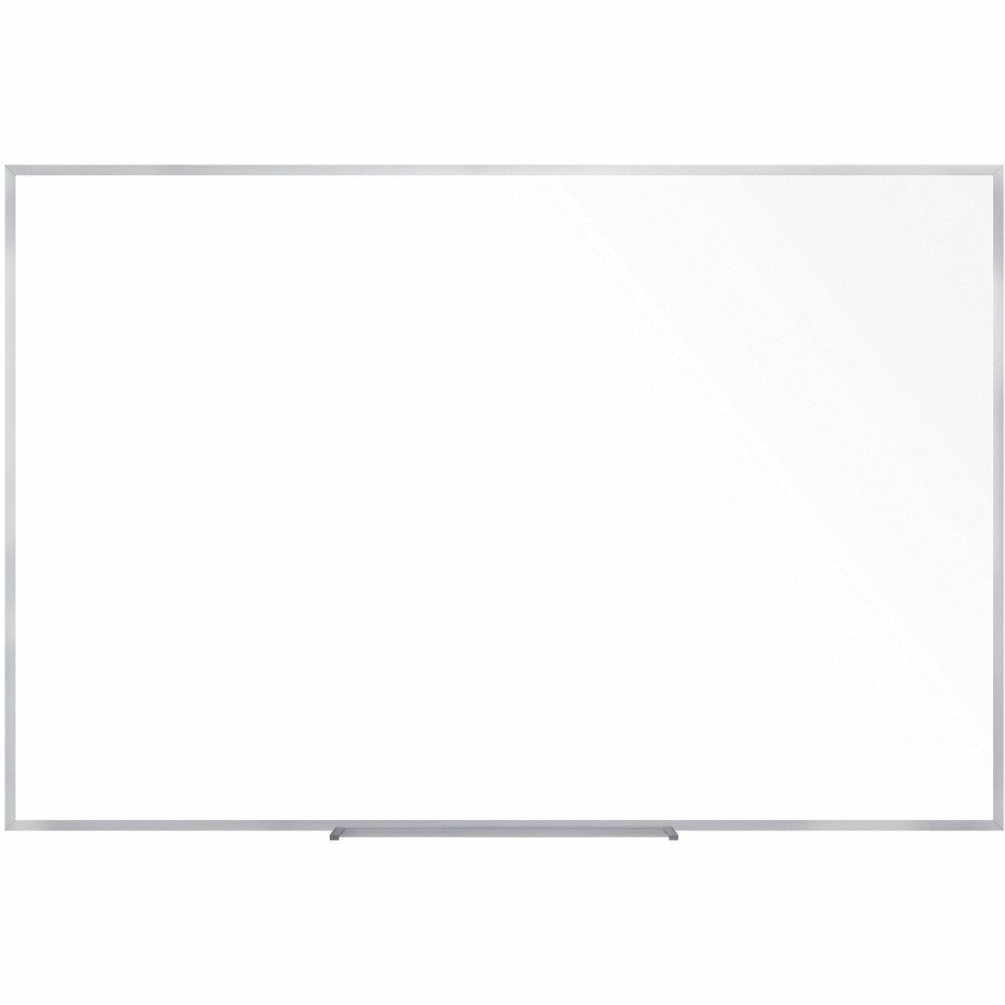 84" (7 ft) Width x 48" (4 ft) Height - White Surface - Satin Aluminum Frame - Horizontal/Vertical - Eraser Included - Laminated, Damage Resistant - 1 Each
