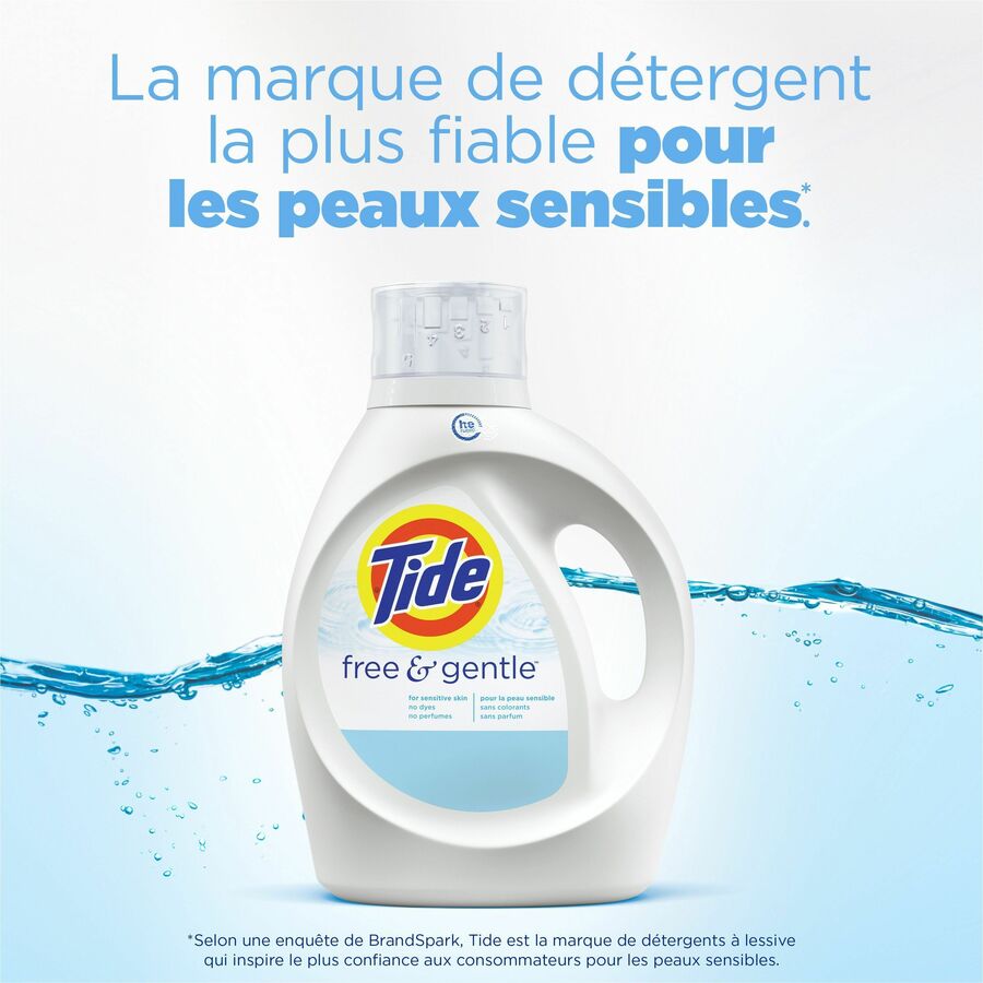 Tide Free & Gentle Detergent - For Laundry, Clothes, Washing Machine - Liquid - 84 fl oz (2.6 quart) - Hypoallergenic, Dye-free, Lead-free, Phosphate-free - White - 1 Each