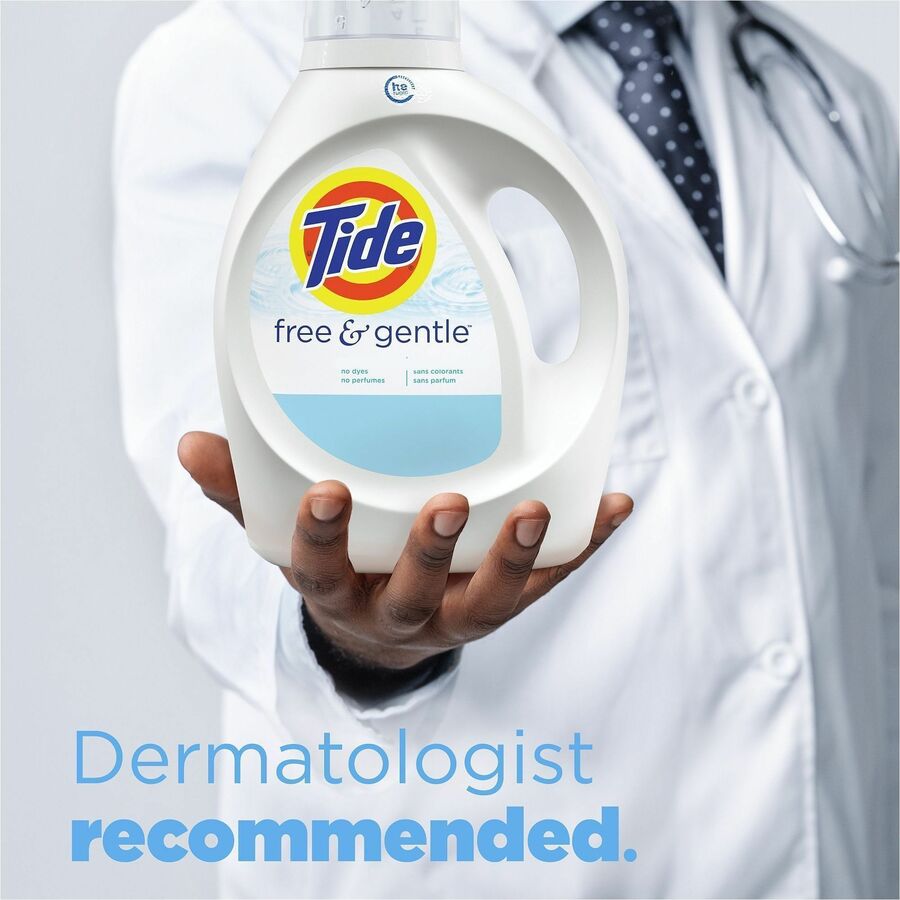 Tide Free & Gentle Detergent - For Laundry, Clothes, Washing Machine - Liquid - 84 fl oz (2.6 quart) - Hypoallergenic, Dye-free, Lead-free, Phosphate-free - White - 1 Each