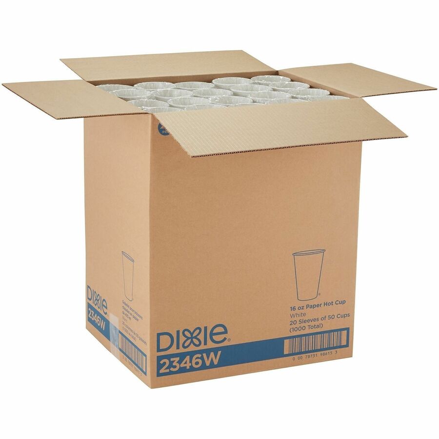 16 fl oz - White - Paper - Beverage, Hot Drink - 50 Cups/Pack - 20 Pack