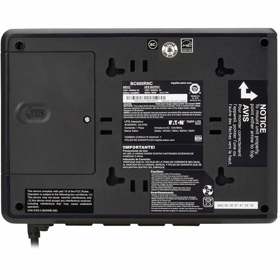 Desktop/Surface/Wall Mountable - 8 Hour Recharge - 1.20 Minute Stand-by - 120 V AC Input - 120 V AC Output - Single Phase - Pulse-width Modulated Sine Wave - USB - 4 x NEMA 5-15R Receptacle(s) - 4 x Battery/Surge Outlet - Network Card