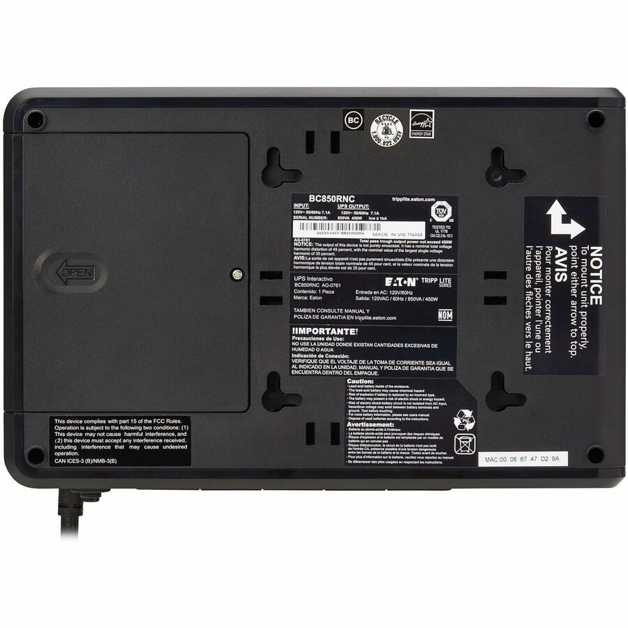 Desktop/Surface/Wall Mountable - 8 Hour Recharge - 1.70 Minute Stand-by - 120 V AC Input - 120 V AC Output - Single Phase - Pulse-width Modulated Sine Wave - USB - 5 x NEMA 5-15R Receptacle(s) - 5 x Battery/Surge Outlet - Network Card