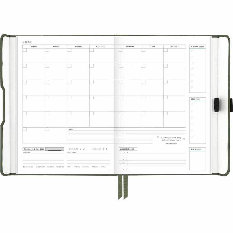 At-A-Glance Foundation Undated Weekly Monthly Planner, Green, Small, 5 1/2" x 8 1/2"