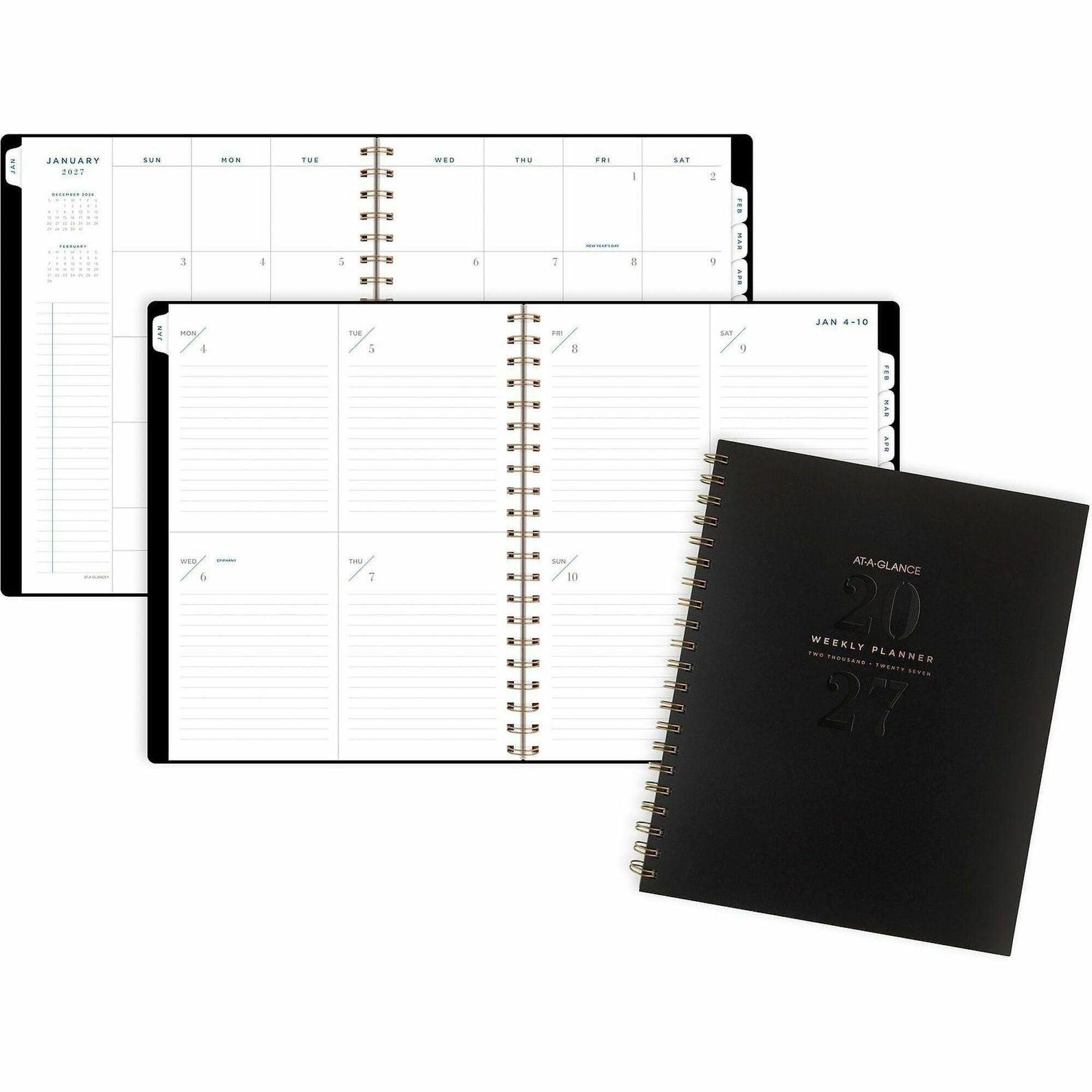 At-A-Glance Signature Lite Weekly Monthly Planner, 12 Months, January 2026–December 2026, 8.5" x 11", Wire Bound, Black Cover, 1 Each
