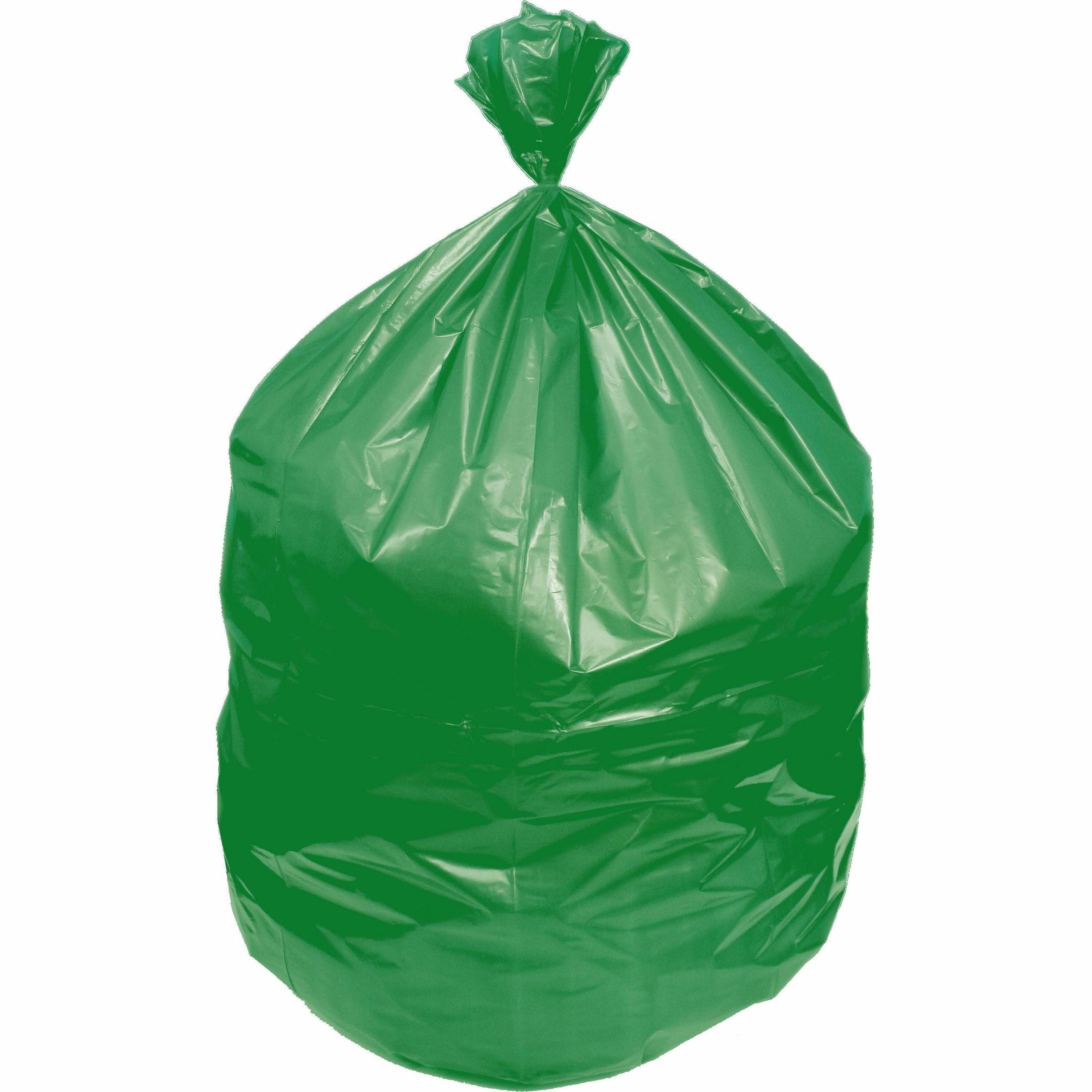 Heritage Eco Blend Max Can Liners - 45 gal Capacity - 40" Width x 46" Depth x 0.80 mil (20 Micron) Thickness - Low Density - Green Tint - Linear Low-Density Polyethylene (LLDPE), Resin - Waste, Can - Recycled - 1 Carton