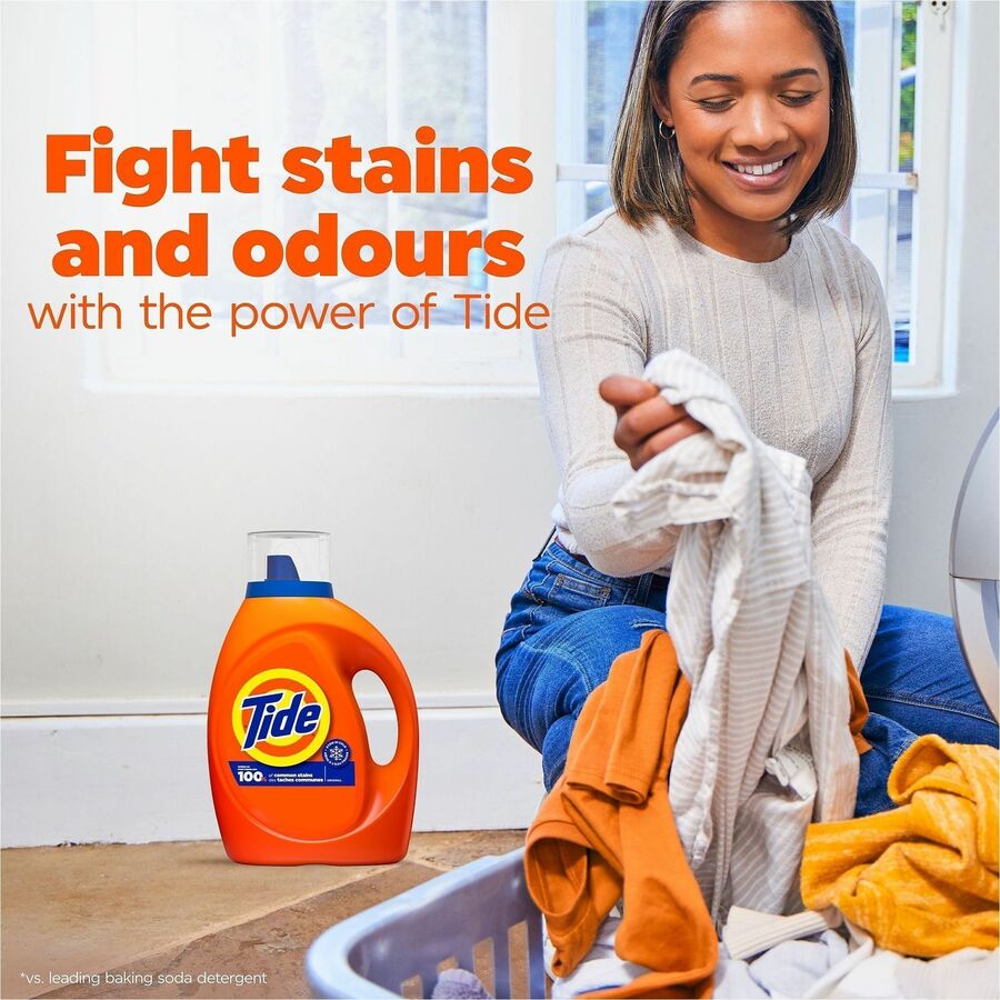 Tide Liquid Laundry Detergent - For Laundry, Washing Machine - Liquid - 84 fl oz (2.6 quart) - Original Scent - Phosphate-free - Orange - 4 / Carton